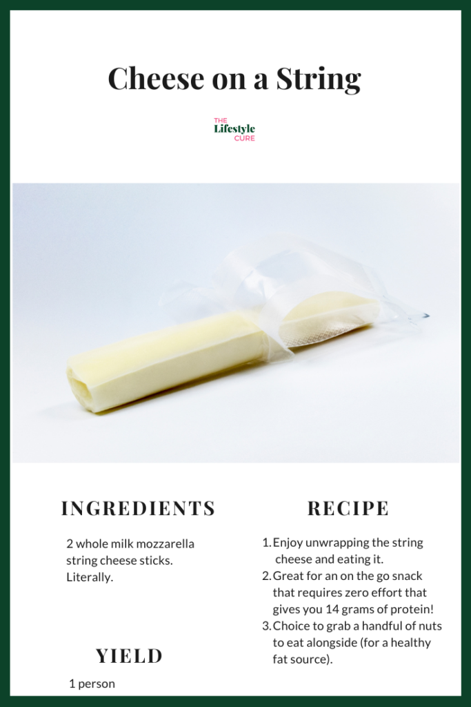 cheese on a string recipe card